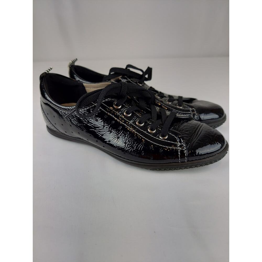 ECCO Women's Spin Black Patent Leather Lace Up Sneaker Size 7 - Picture 2 of 11